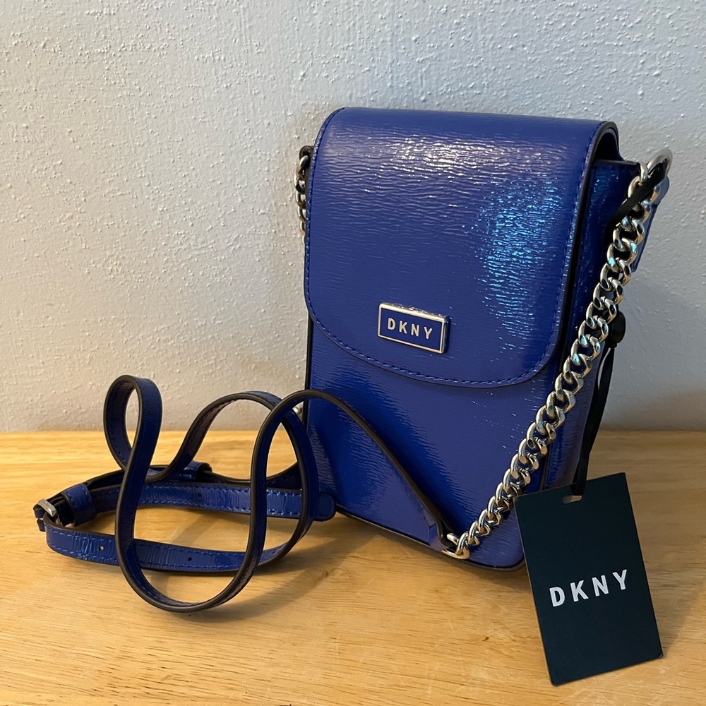 DKNY North South Leather Blue Crossbody
